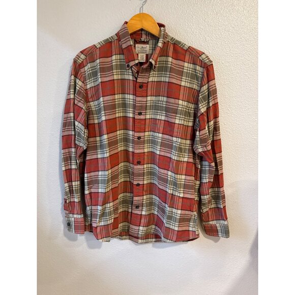 L.L. Bean Other - L.L. Bean Mens Traditional Fit Red Plaid Button-Down Shirt M-Reg Organic Cotton